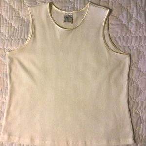 Alison Daley cream color sleeveless shell.